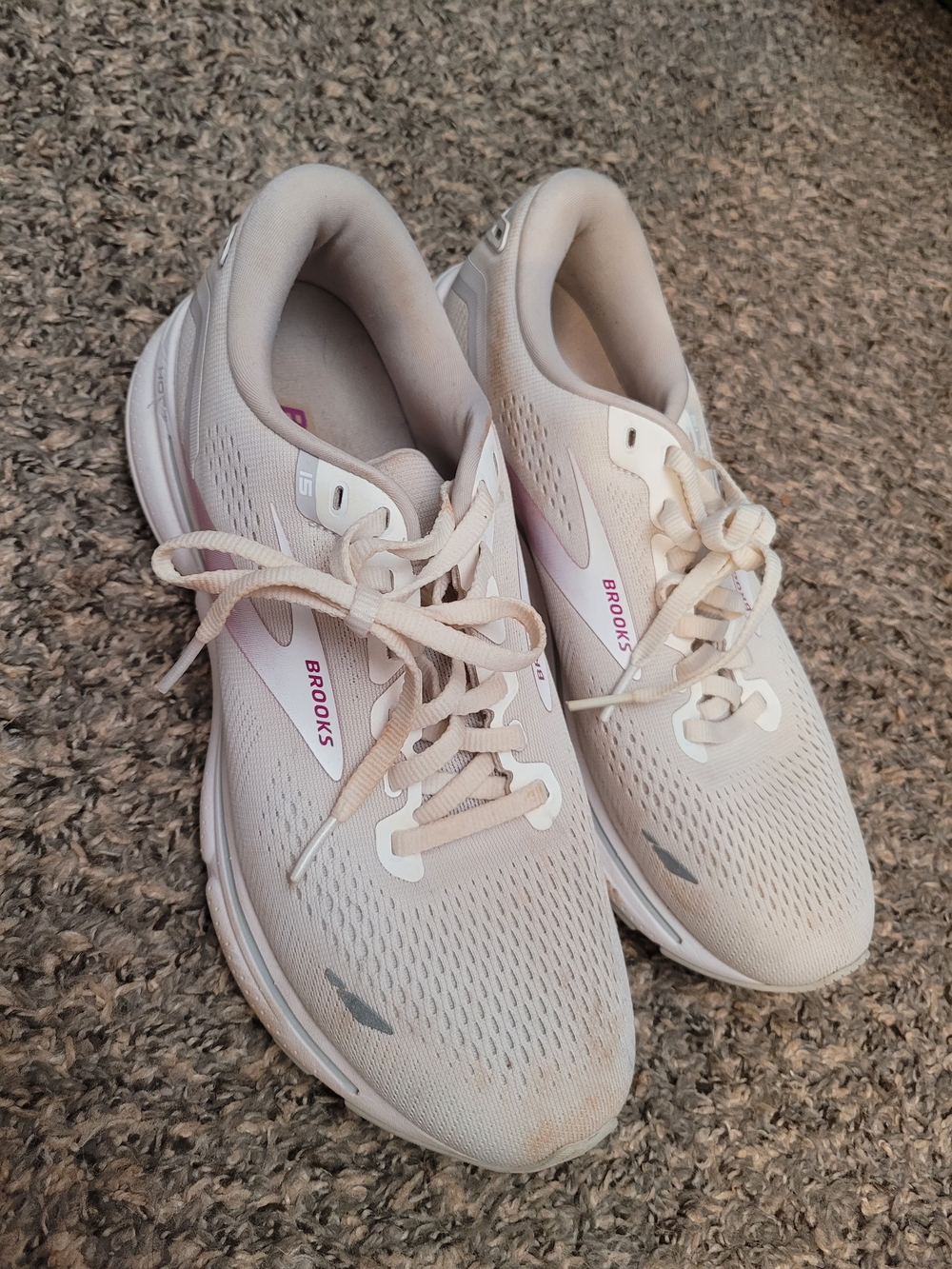 Brooks Women's Cream and Pale Pink Athletic Running Shoes